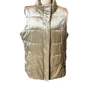 Lands' End Metallic Silver Puffer Vest